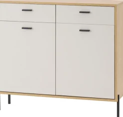 Home affaire Sideboard »Fredericia, moderne Kommode, Schrank in Kaschmir, 115 cm breit« zeitlos, schwarze Metallgriffe und -füße, ausreichend Stauraum