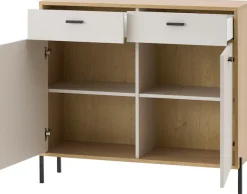 Home affaire Sideboard »Fredericia, moderne Kommode, Schrank in Kaschmir, 115 cm breit« zeitlos, schwarze Metallgriffe und -füße, ausreichend Stauraum