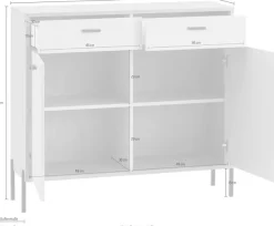 Home affaire Sideboard »Fredericia, moderne Kommode, Schrank in Kaschmir, 115 cm breit« zeitlos, schwarze Metallgriffe und -füße, ausreichend Stauraum
