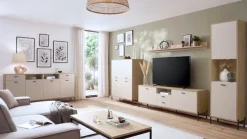 Home affaire Sideboard »Fredericia, moderne Kommode, Schrank in Kaschmir, 205 cm breit« zeitlos, schwarze Metallgriffe und -füße, ausreichend Stauraum