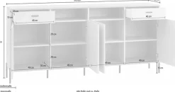 Home affaire Sideboard »Fredericia, moderne Kommode, Schrank in Kaschmir, 205 cm breit« zeitlos, schwarze Metallgriffe und -füße, ausreichend Stauraum