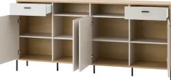 Home affaire Sideboard »Fredericia, moderne Kommode, Schrank in Kaschmir, 205 cm breit« zeitlos, schwarze Metallgriffe und -füße, ausreichend Stauraum