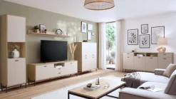 Home affaire Sideboard »Fredericia, moderne Kommode, Schrank in Kaschmir, 205 cm breit« zeitlos, schwarze Metallgriffe und -füße, ausreichend Stauraum
