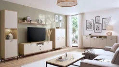 Home affaire Sideboard »Fredericia, moderne Kommode, Schrank in Kaschmir, 205 cm breit« zeitlos, schwarze Metallgriffe und -füße, ausreichend Stauraum