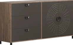 Home affaire Sideboard »Fusion« 1 Stk. tlg. Kommode mit markantem Kreismuster - Antikoptik - (B/T/H) 176/42/86 cm