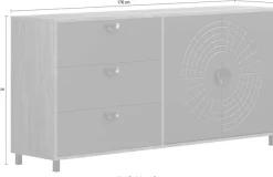Home affaire Sideboard »Fusion« 1 Stk. tlg. Kommode mit markantem Kreismuster - Antikoptik - (B/T/H) 176/42/86 cm