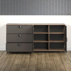 Home affaire Sideboard »Fusion« 1 Stk. tlg. Kommode mit markantem Kreismuster - Antikoptik - (B/T/H) 176/42/86 cm
