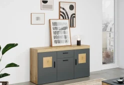 Home affaire Sideboard »Ghent« Packung, 1 Stk. tlg. Sideboard mit 3 Türen & 1 Schublade - (B/T/H) 160/42/86 cm