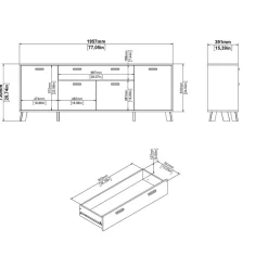 Home affaire Sideboard »Ikast, Stauraum, Schubladenschrank, Aufbewahrung« Breite 196 cm, 4 Türen, 2 Schubladen, Höhe 73 cm