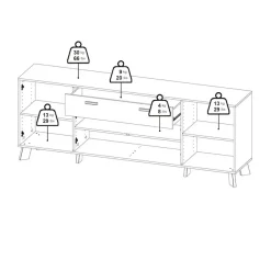 Home affaire Sideboard »Ikast, Stauraum, Schubladenschrank, Aufbewahrung« Breite 196 cm, 4 Türen, 2 Schubladen, Höhe 73 cm