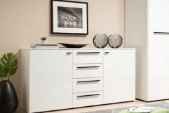 Home affaire Sideboard »Ksanti Kommode Breite/Tiefe/Höhe 163/80,5/80,5 cm« 2 Türen und 4 Schubkästen, hochglänzende Front