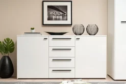 Home affaire Sideboard »Ksanti Kommode Breite/Tiefe/Höhe 163/80,5/80,5 cm« 2 Türen und 4 Schubkästen, hochglänzende Front