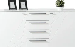Home affaire Sideboard »Ksanti Kommode Breite/Tiefe/Höhe 163/80,5/80,5 cm« 2 Türen und 4 Schubkästen, hochglänzende Front