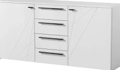 Home affaire Sideboard »Ksanti Kommode Breite/Tiefe/Höhe 163/80,5/80,5 cm« 2 Türen und 4 Schubkästen, hochglänzende Front