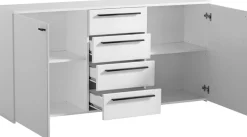 Home affaire Sideboard »Ksanti Kommode Breite/Tiefe/Höhe 163/80,5/80,5 cm« 2 Türen und 4 Schubkästen, hochglänzende Front