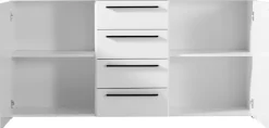 Home affaire Sideboard »Ksanti Kommode Breite/Tiefe/Höhe 163/80,5/80,5 cm« 2 Türen und 4 Schubkästen, hochglänzende Front