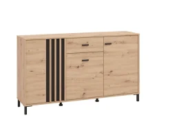 Home affaire Sideboard »LAVAL, Kommode, Kombikommode, Anrichte, Schrank« Modernes Sideboard in Artisan, 3 Türen & 1 Schublade, Lamellen-Optik