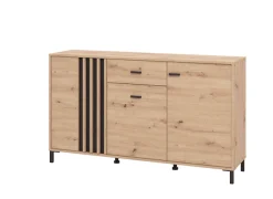 Home affaire Sideboard »LAVAL, Kommode, Kombikommode, Anrichte, Schrank« Modernes Sideboard in Artisan, 3 Türen & 1 Schublade, Lamellen-Optik