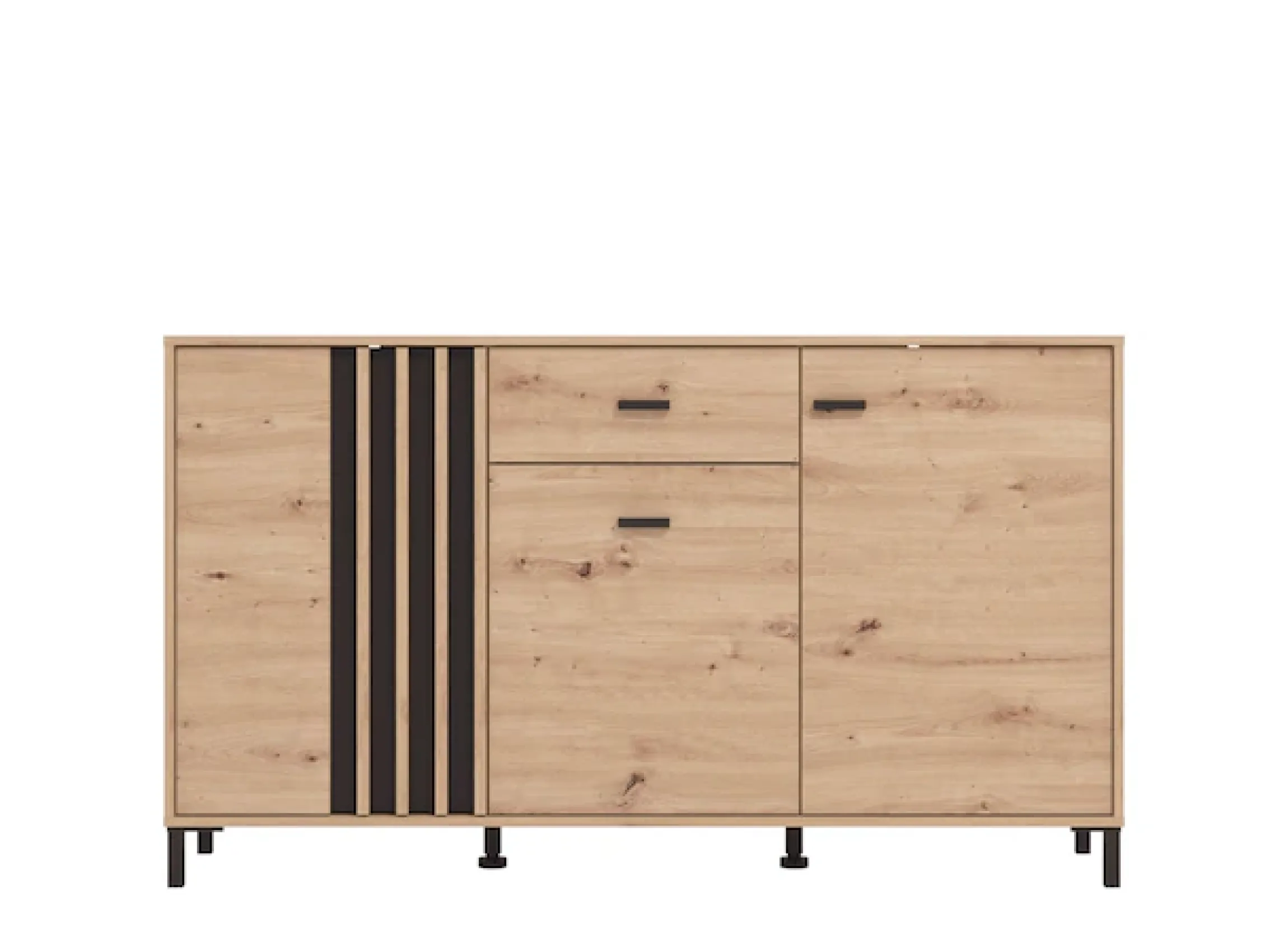Home affaire Sideboard »LAVAL, Kommode, Kombikommode, Anrichte, Schrank« Modernes Sideboard in Artisan, 3 Türen & 1 Schublade, Lamellen-Optik