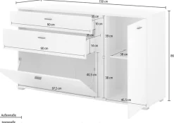 Home affaire Sideboard »LONG ISLAND« 1 Stk. tlg. in moderner Trendfarbe,inklusive senkrechter Beleuchtung,Breite 150 cm