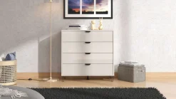Home affaire Sideboard »Lucca Schubkastenkommde, Farbe: Cashmere, 93x40x90,5cm« 4 Schubladen mit Glasfront, FSC®-zertifizierter Holzwerkstoff