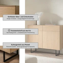 Home affaire Sideboard »Lund, moderner Schrank, Kommode mit Kufengestell« optisch dünner Oberboden, hochwertige Optik, ausreichend Stauraum