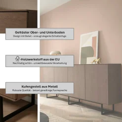 Home affaire Sideboard »Lund, moderner Schrank, Kommode mit Kufengestell« optisch dünner Oberboden, hochwertige Optik, ausreichend Stauraum
