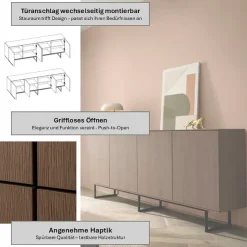Home affaire Sideboard »Lund, moderner Schrank, Kommode mit Kufengestell« optisch dünner Oberboden, hochwertige Optik, ausreichend Stauraum