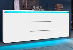 Home affaire Sideboard »Magic, Kommode, Schrank, Stauraumschrank« mit 2 Türen und 3 Schubkästen Hochglanz lackiert (B/T/H) 180x40x81 cm