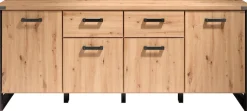 Home affaire Sideboard »Mia« 1 Stk. tlg. Echtholzoptik, Eiche, 207 cm breiter Schrank