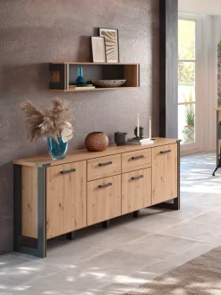 Home affaire Sideboard »Mia« 1 Stk. tlg. Echtholzoptik, Eiche, 207 cm breiter Schrank