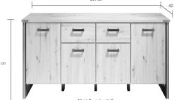 Home affaire Sideboard »Mia« 1 Stk. tlg. Echtholzoptik, Eiche, 207 cm breiter Schrank