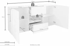 Home affaire Sideboard »Miro« Breite 181 cm mit dekorativem Siebdruck