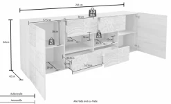Home affaire Sideboard »Miro« Breite 241 cm mit dekorativem Siebdruck