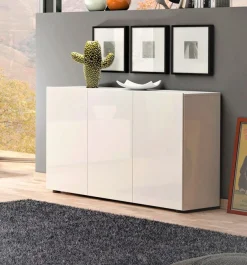 Home affaire Sideboard »MISTER, Sideboard,Kommode, Anrichte,mit 4 geräumigen Fächern« Kommode, komplett Hochglanz lackiert, Breite 135cm