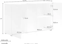 Home affaire Sideboard »MISTER, Sideboard,Kommode, Anrichte,mit 4 geräumigen Fächern« Kommode, komplett Hochglanz lackiert, Breite 135cm