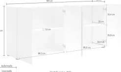 Home affaire Sideboard »MISTER- Sideboard, Anrichte, Kommode, Made in Italy, 4 Fächer« Kommode mit 4 Türen, komplett Hochglanz lackiert, Breite 180cm