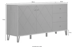 Home affaire Sideboard »Molveno« 1 Stk. tlg. Sideboard, 2 Türen, 3 Schubkasten & Soft-Close - (B/T/H) 183/40/76 cm
