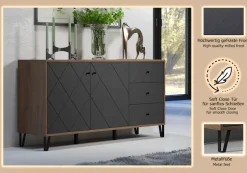 Home affaire Sideboard »Molveno« 1 Stk. tlg. Sideboard, 2 Türen, 3 Schubkasten & Soft-Close - (B/T/H) 183/40/76 cm