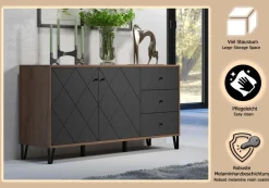 Home affaire Sideboard »Molveno« 1 Stk. tlg. Sideboard, 2 Türen, 3 Schubkasten & Soft-Close - (B/T/H) 183/40/76 cm