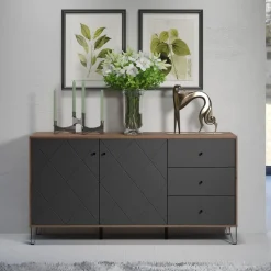 Home affaire Sideboard »Molveno« 1 Stk. tlg. Sideboard, 2 Türen, 3 Schubkasten & Soft-Close - (B/T/H) 183/40/76 cm