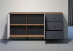 Home affaire Sideboard »Molveno« 1 Stk. tlg. Sideboard, 2 Türen, 3 Schubkasten & Soft-Close - (B/T/H) 183/40/76 cm