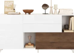 Home affaire Sideboard »Monaco in Breite 181 cm, Anrichte mit Tür, Klappe und 2 Schubkästen« Stauraumschrank – sanftes Schließen, edles Design, viel Platz