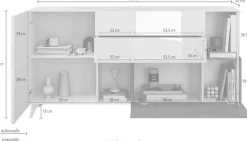 Home affaire Sideboard »Monaco in Breite 181 cm, Anrichte mit Tür, Klappe und 2 Schubkästen« Stauraumschrank – sanftes Schließen, edles Design, viel Platz