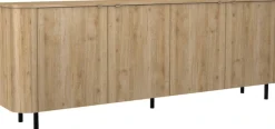 Home affaire Sideboard »Murano, 231 cm breit, 4 Türen, Anrichte, Kommode, Stauraumschrank« Formgebogenes MDF, Stirnseiten mit Rundung, Füße und Griffe aus Metall