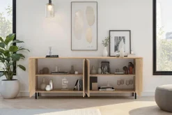 Home affaire Sideboard »Murano, 231 cm breit, 4 Türen, Anrichte, Kommode, Stauraumschrank« Formgebogenes MDF, Stirnseiten mit Rundung, Füße und Griffe aus Metall