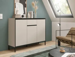 Home affaire Sideboard »NORT, Höhe: 101cm, mit Metall Stabfuß, 3 Türen, 1 Schubkasten« Anrichte, Kommode, Schrank, Board, Higboard
