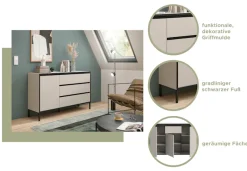 Home affaire Sideboard »NORT, Höhe: 101cm, mit Metall Stabfuß, 3 Türen, 1 Schubkasten« Anrichte, Kommode, Schrank, Board, Higboard