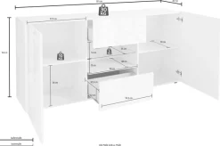 Home affaire Sideboard »Prisma Breite 181, Kommode 2 Türen, 2 Schubkästen, Anrichte« Front mit elegantem Siebdruck, grifflos, viel Stauraum