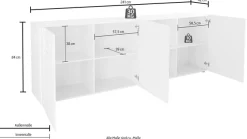 Home affaire Sideboard »Prisma Breite 241, Kommode 4 Türen, Anrichte« Front mit elegantem Siebdruck, grifflos, viel Stauraum